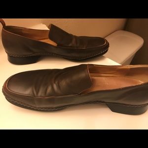 Hermes brown leather loafers